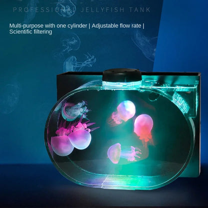Oval Mini Desktop Jellyfish Aquarium Tank 1.8L