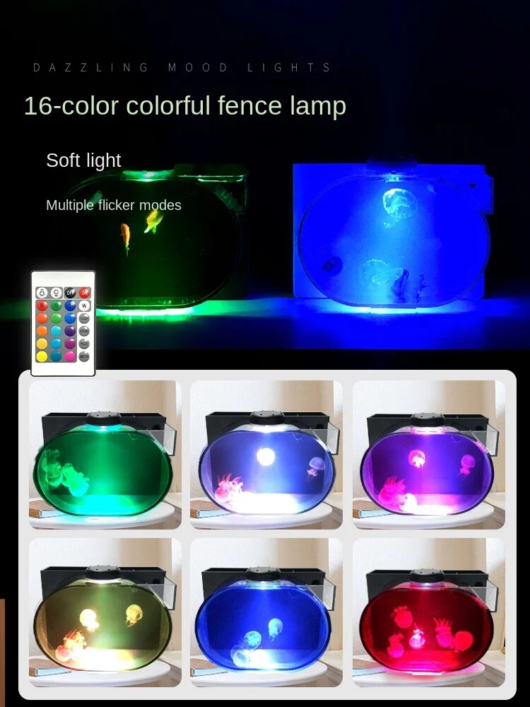 Oval Mini Desktop Jellyfish Aquarium Tank 1.8L