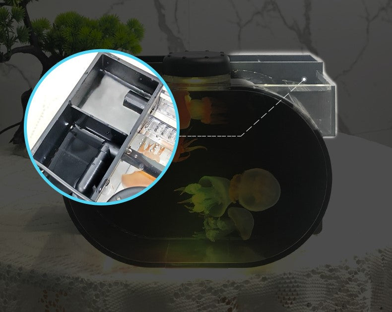 Oval Mini Desktop Jellyfish Aquarium Tank 1.8L