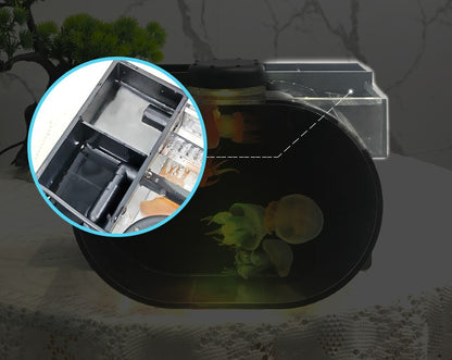 Oval Mini Desktop Jellyfish Aquarium Tank 1.8L