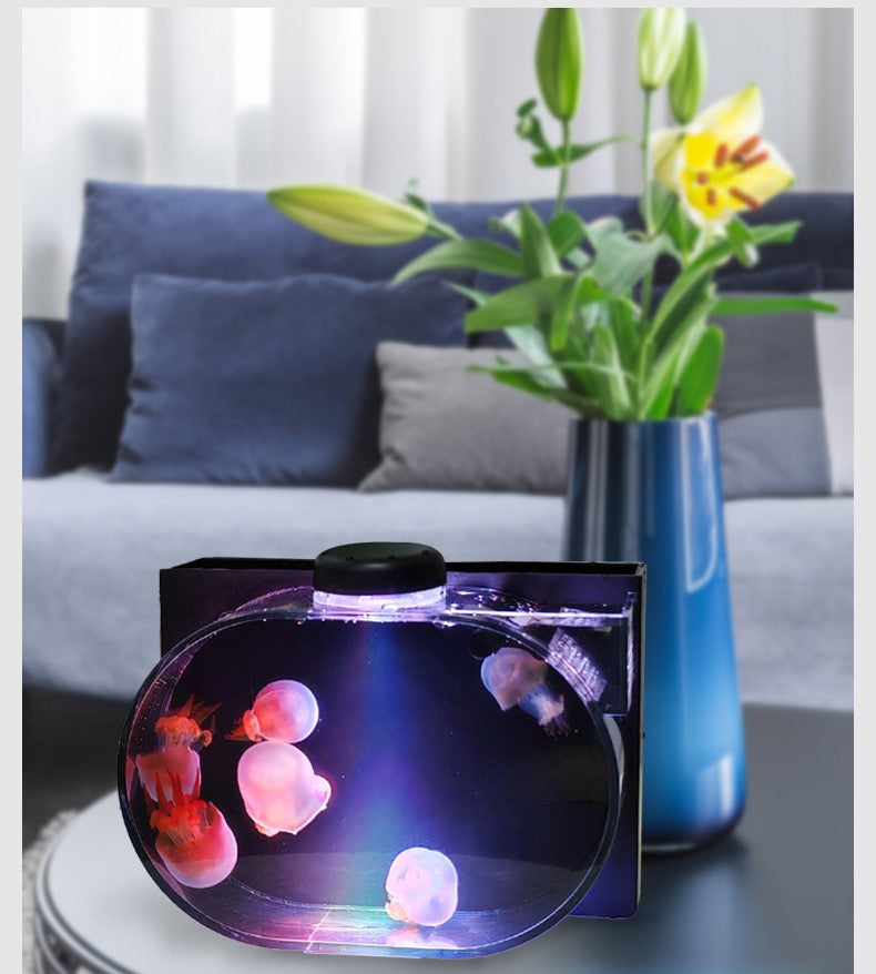 Oval Mini Desktop Jellyfish Aquarium Tank 1.8L