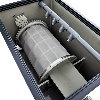 Pump Fed Pond Drum Standalone Filter With Flush Pump