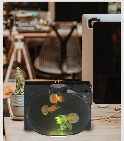 Oval Mini Desktop Jellyfish Aquarium Tank 1.8L
